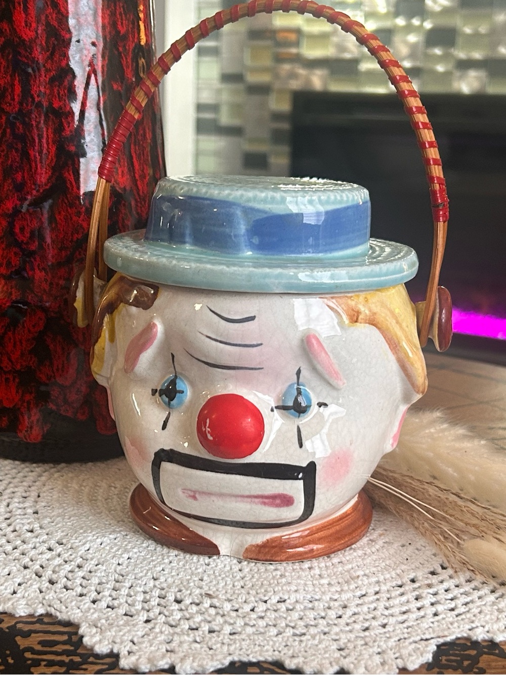 Vintage Lipper & Mann Sad Clown Cookie Jar | Japan Ceramic Clown